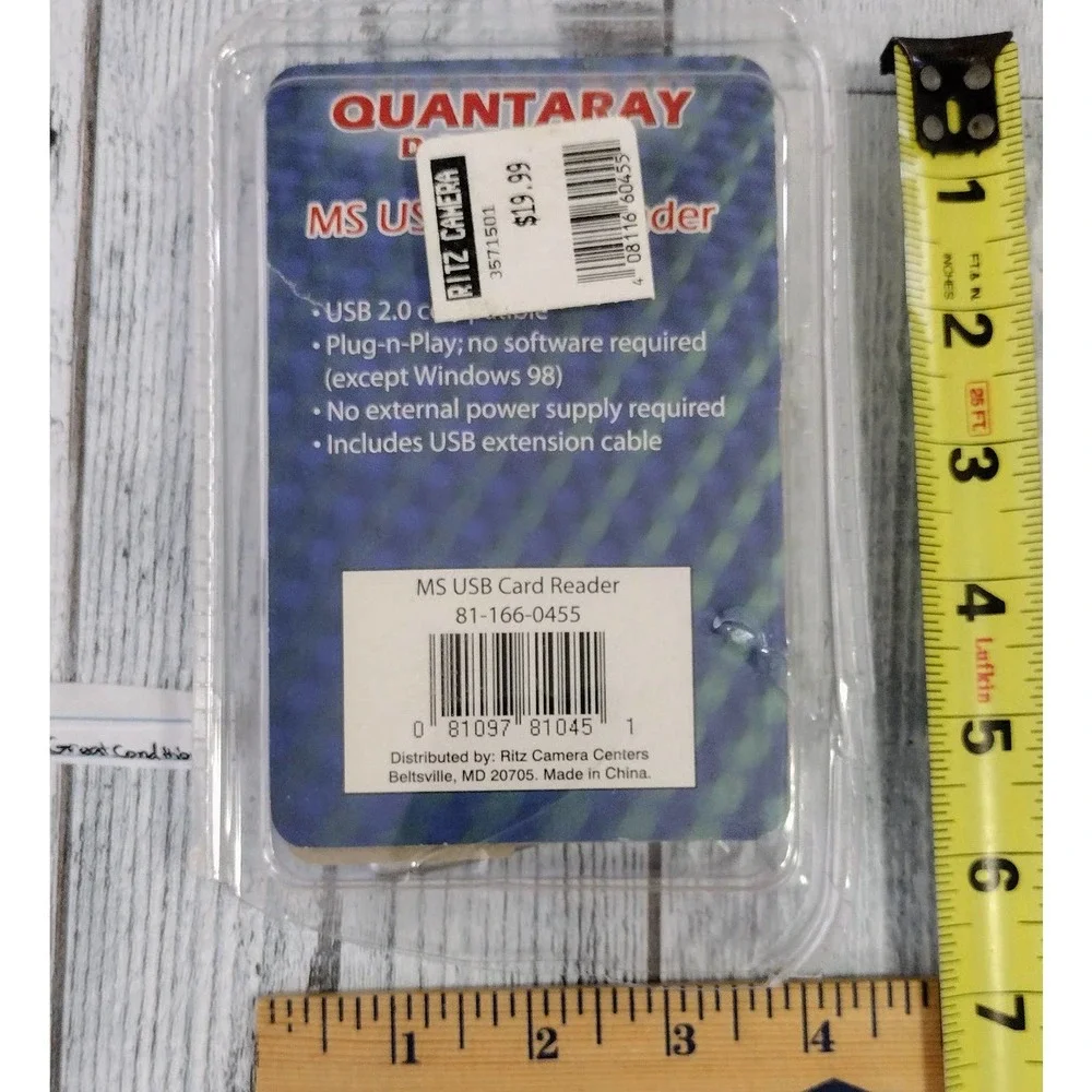 Quantaray Digital MS USB Card Reader w/ Extension Cable! Open Box!